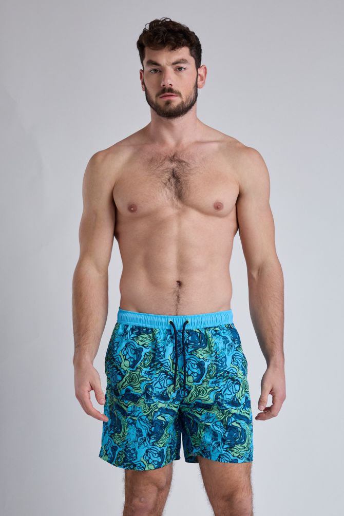 מכנסי בגד ים Nautica לגברים דוגמא צבעונית