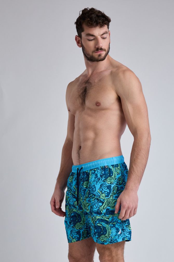 מכנסי בגד ים Nautica לגברים דוגמא צבעונית