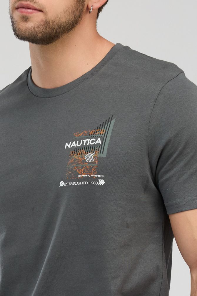 טי שירט קצרה לגברים עם צווארון עגול