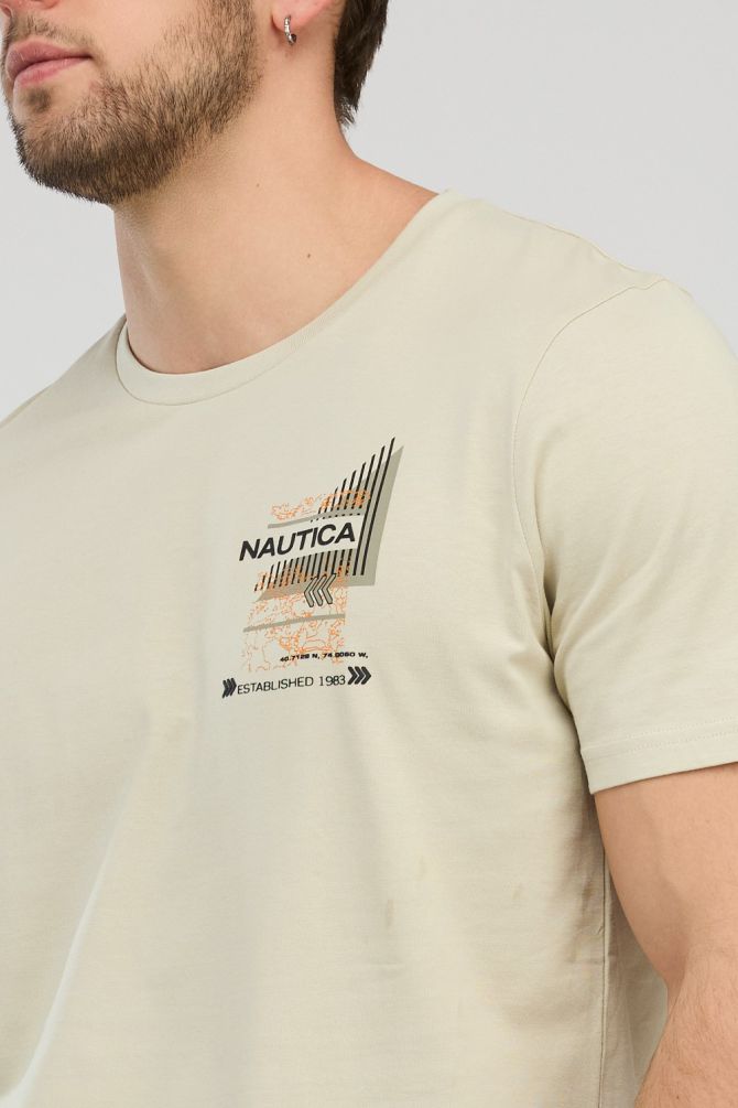 טי שירט קצרה לגברים עם צווארון עגול