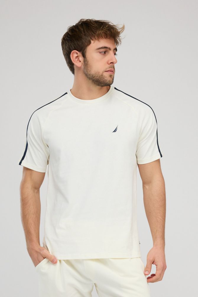 חולצת טי-שירט פסים קצרה לגברים