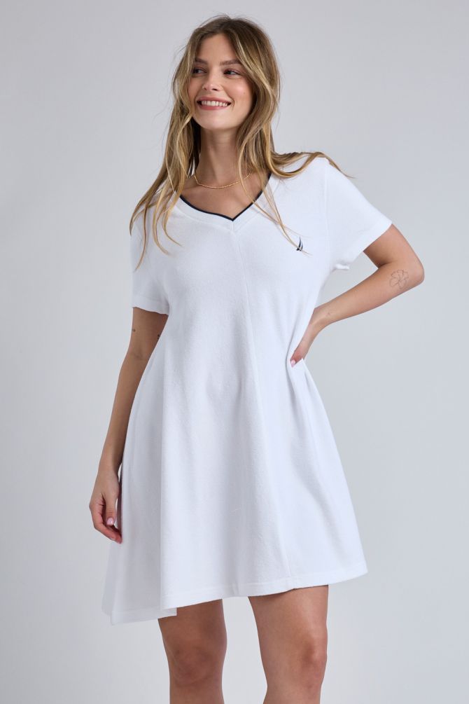 שמלת מיני עם צווארון V ולוגו Nautica לנשים