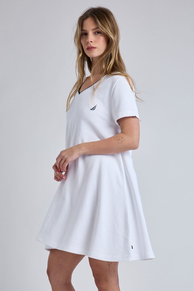 שמלת מיני עם צווארון V ולוגו Nautica לנשים