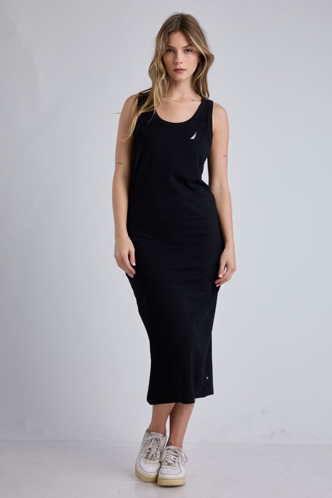 שמלת מקסי Nautica עם לוגו רקום לנשים