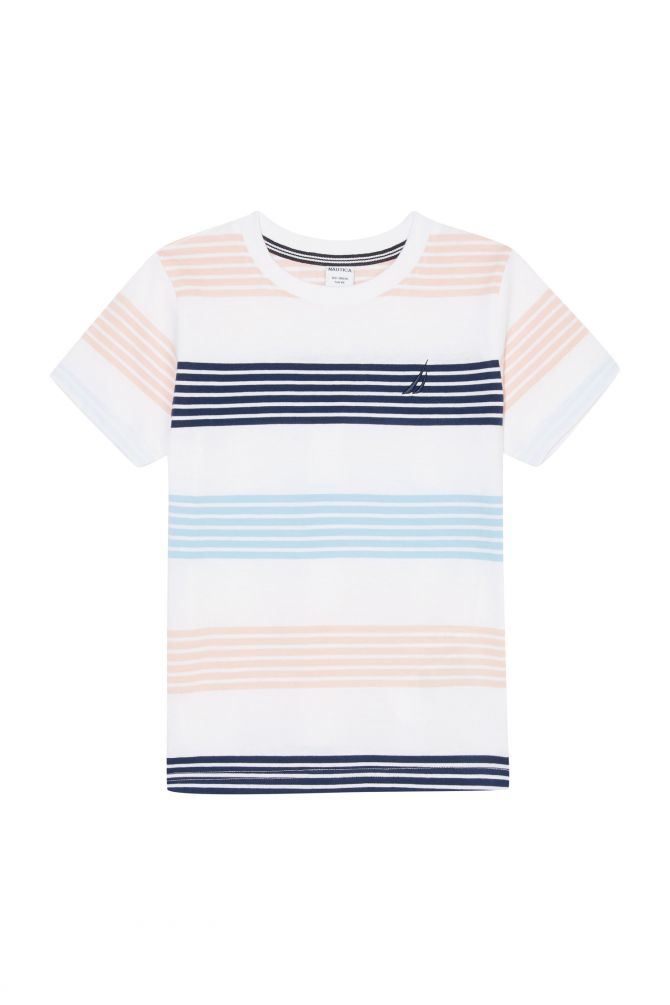 חולצה בהדפס פסים עם לוגו לילדים