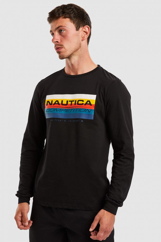 טי שירט nautica competition על הדפס פסים