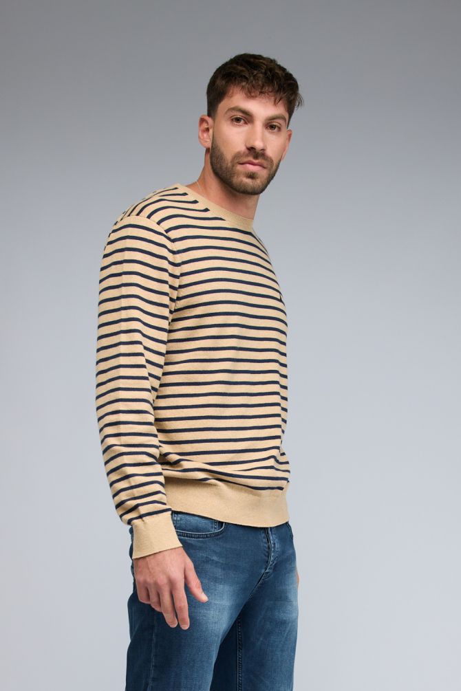 סווטשירט Nautica בדוגמת פסים עם לוגו רקום לגברים