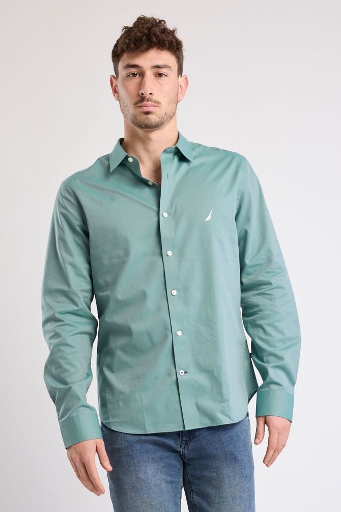 חולצה מכופתרת איכותית עם שרוול ארוך ולוגו Nautica רקום