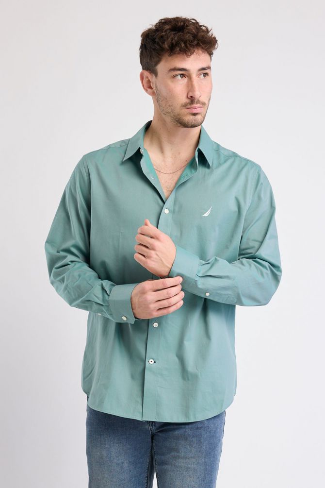 חולצה מכופתרת עם שרוולים ארוכים ולוגו Nautica רקום