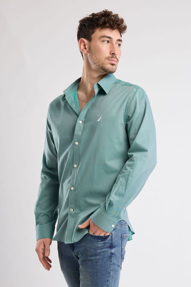 חולצה מכופתרת עם שרוולים ארוכים ולוגו Nautica רקום