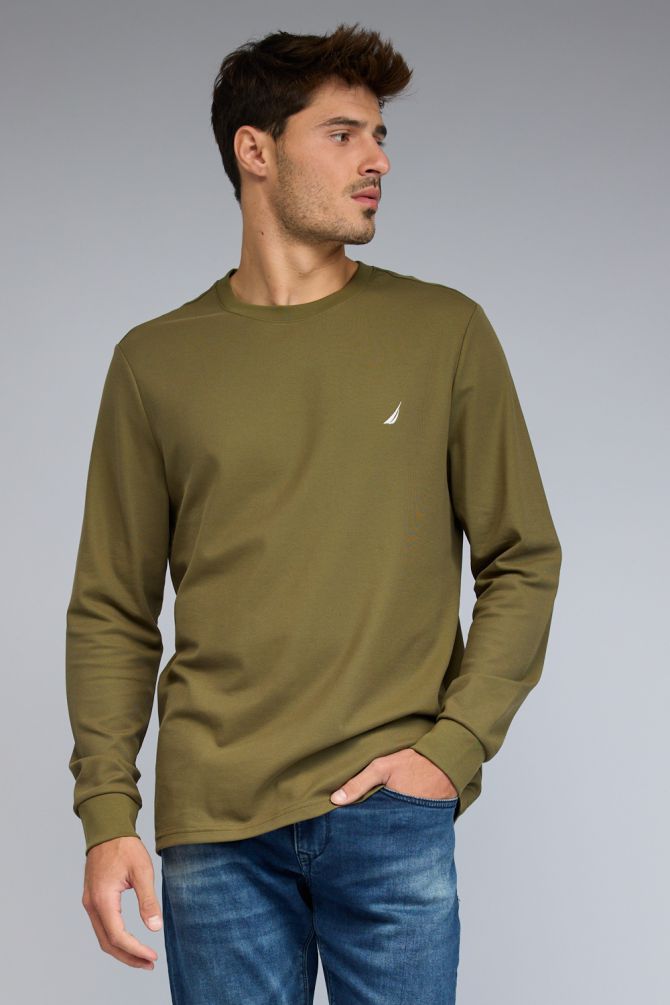 טי שירט ארוכה עם לוגו Nautica רקום לגברים