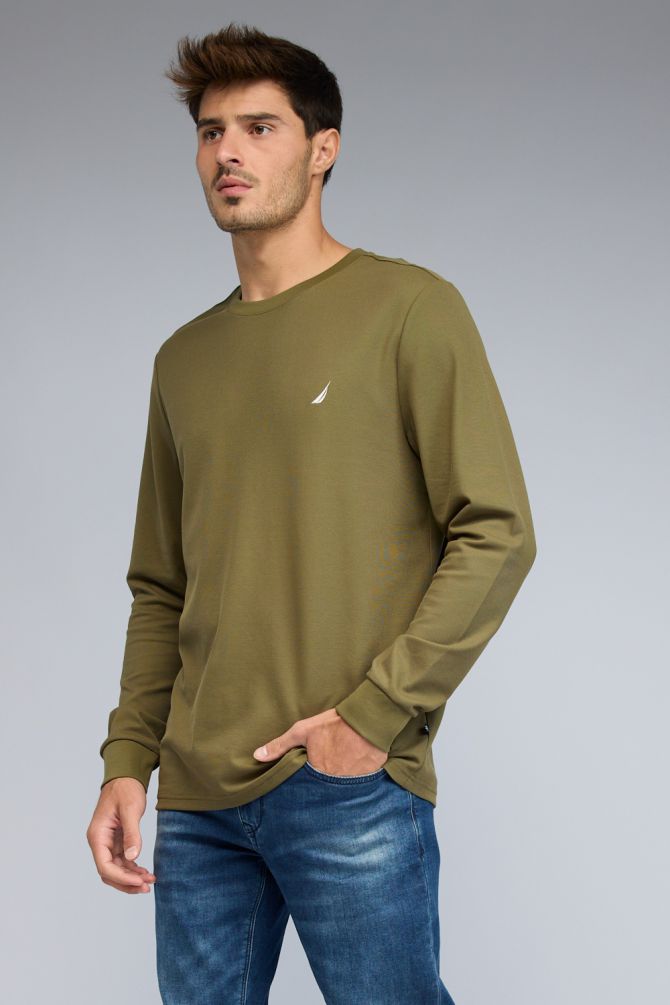 טי שירט ארוכה עם לוגו Nautica רקום לגברים