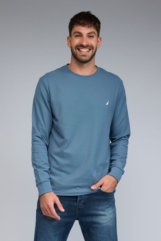 טי שירט ארוכה עם לוגו Nautica רקום לגברים