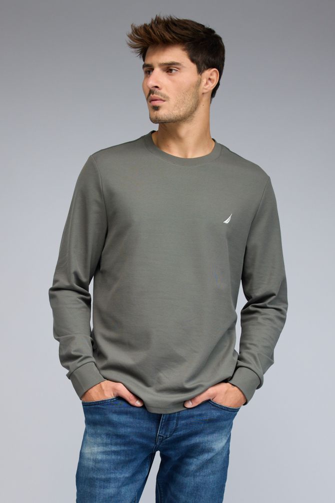 טי שירט ארוכה עם לוגו Nautica רקום לגברים