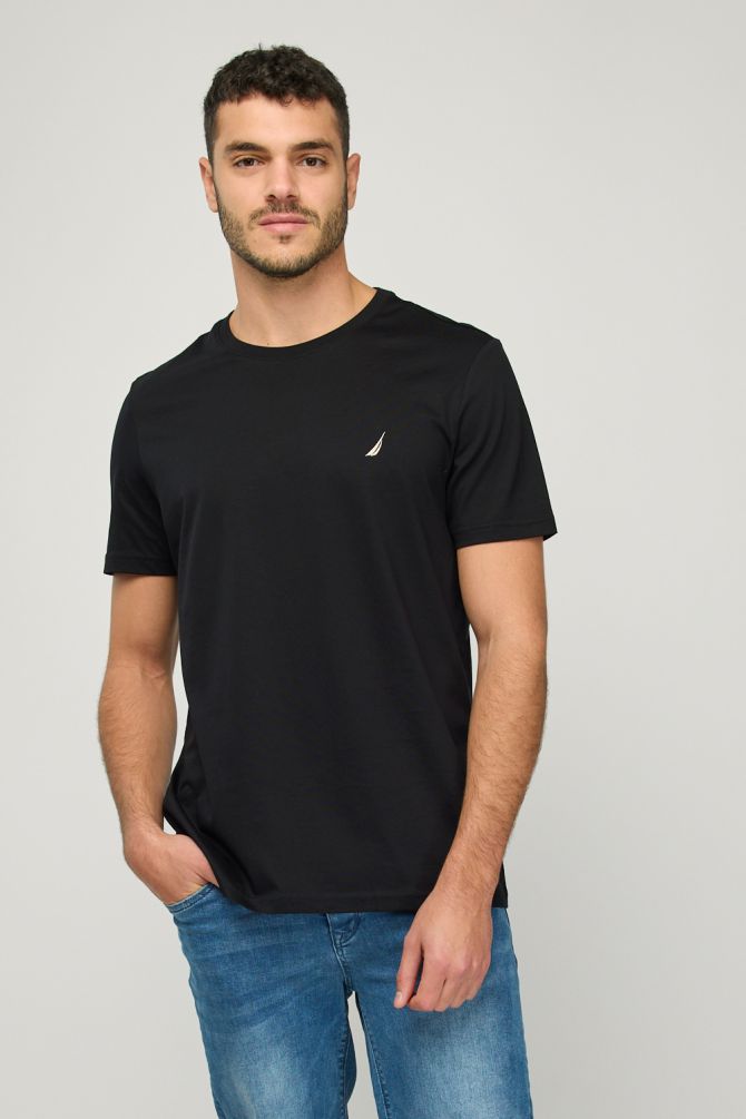 טי שירט Nautica לגברים עם לוגו רקום