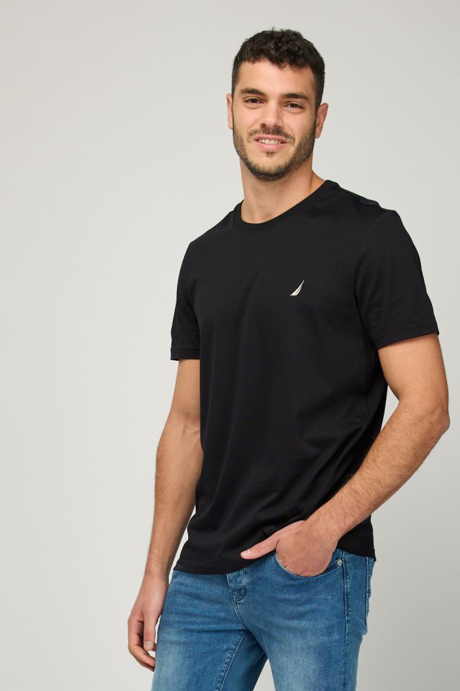 טי שירט Nautica לגברים עם לוגו רקום