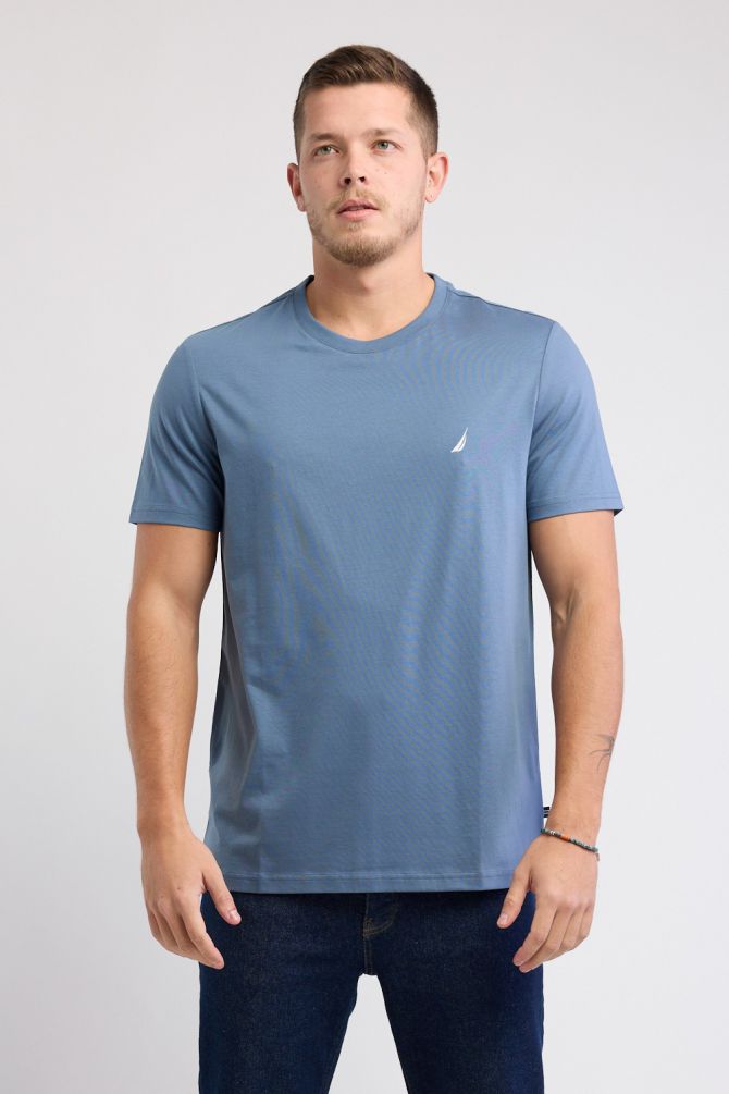 טי שירט Nautica לגברים עם לוגו רקום