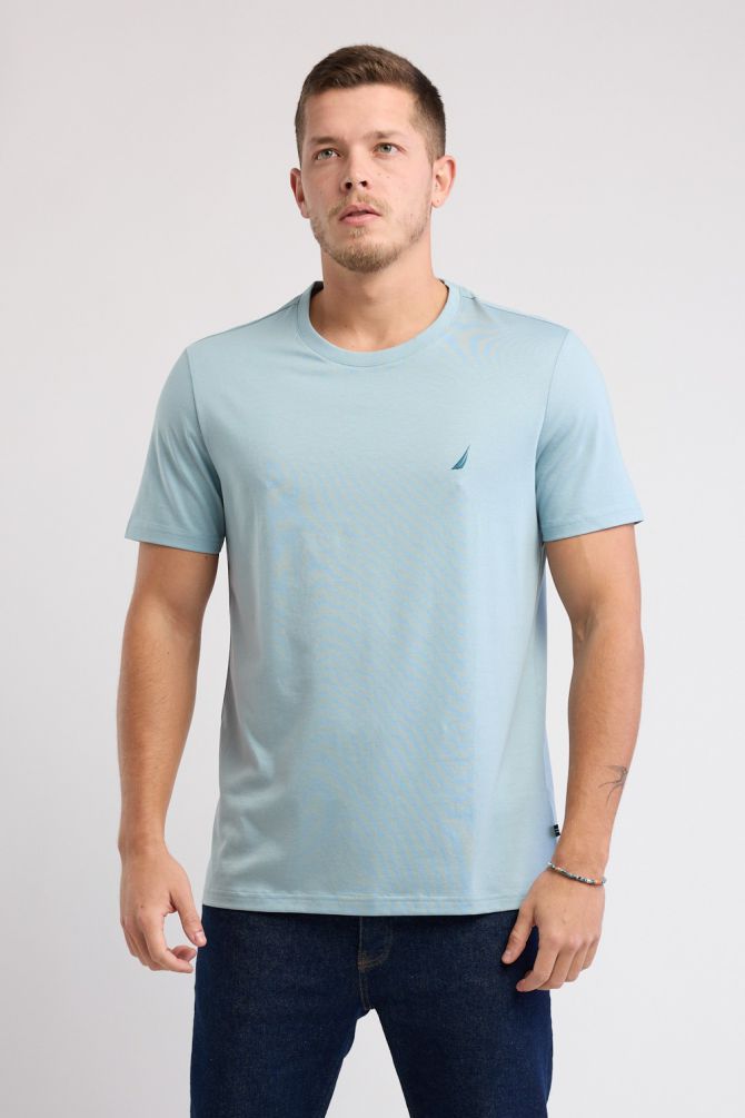 טי שירט Nautica לגברים עם לוגו רקום