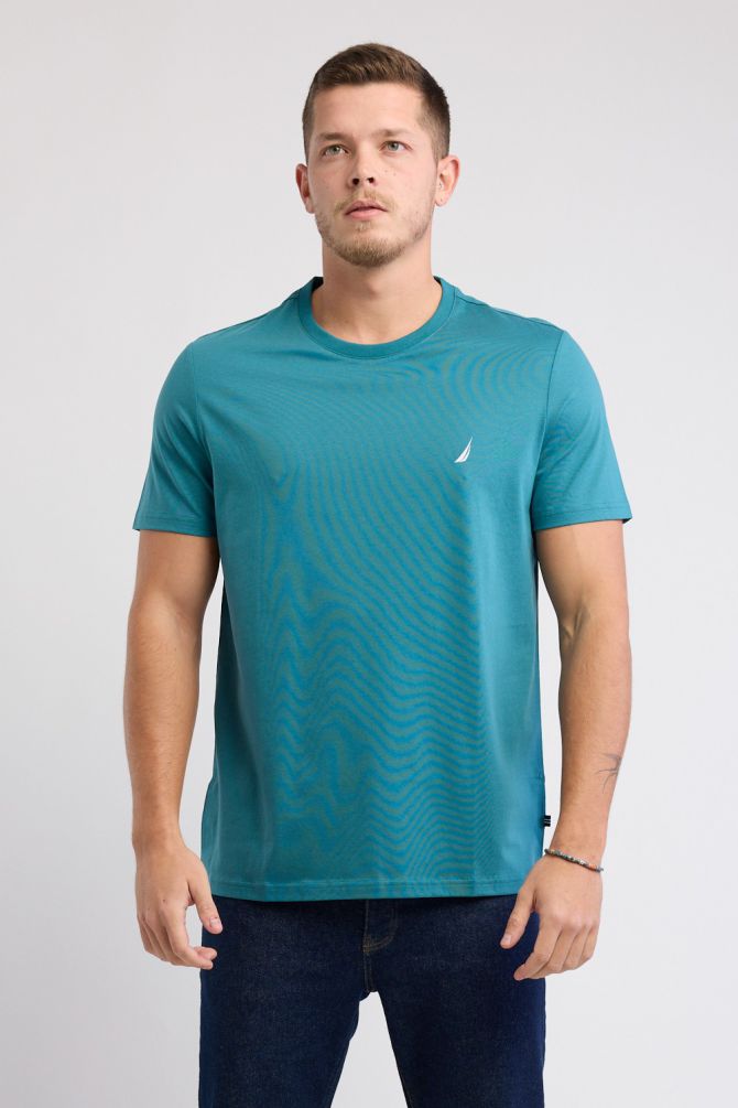 טי שירט Nautica לגברים עם לוגו רקום