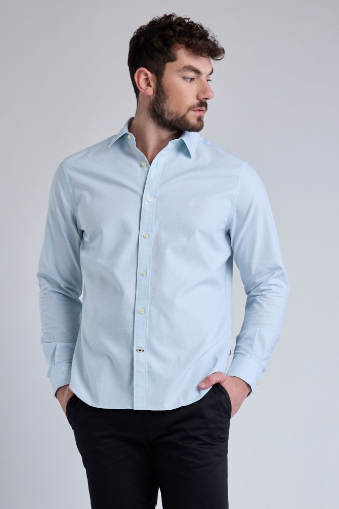 חולצה מכופתרת עם שרוולים ארוכים ולוגו Nautica רקום