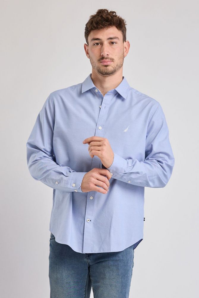 חולצה מכופתרת עם שרוולים ארוכים ולוגו Nautica רקום