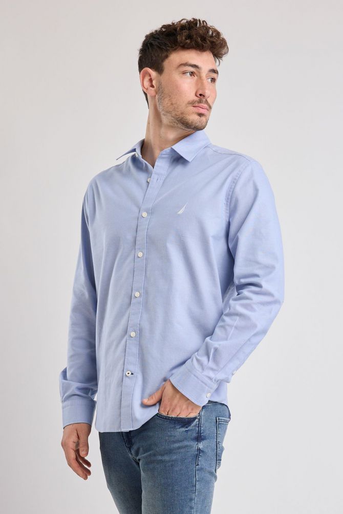 חולצה מכופתרת עם שרוולים ארוכים ולוגו Nautica רקום