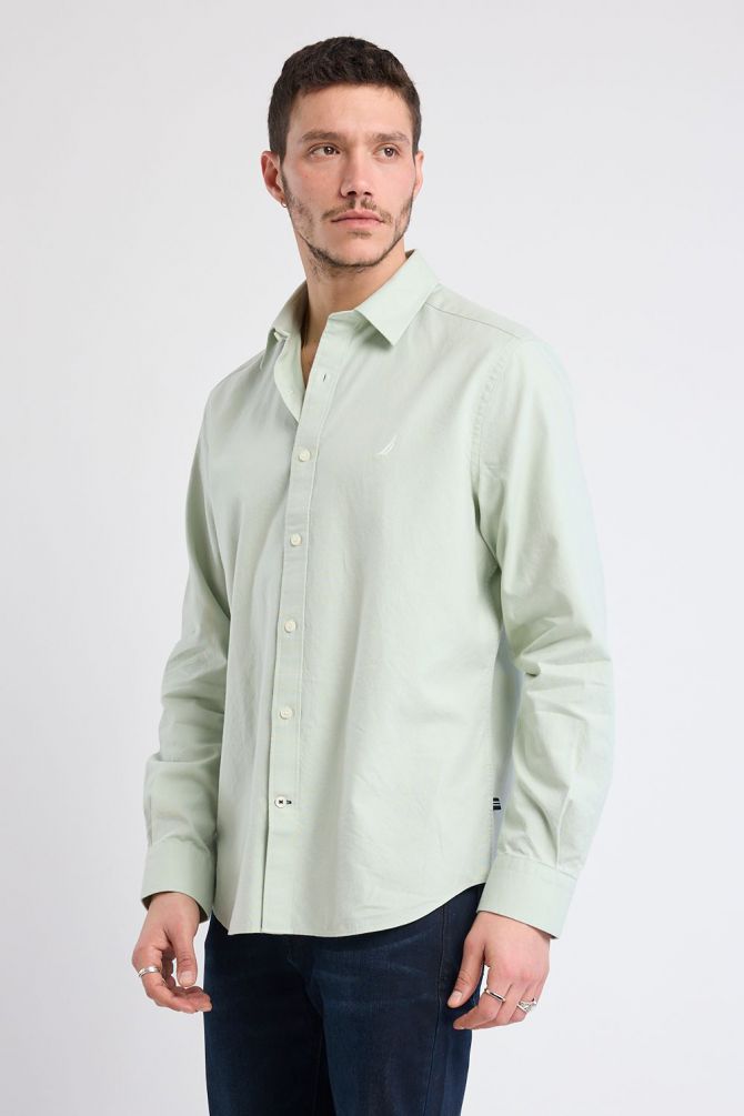 חולצה מכופתרת עם שרוולים ארוכים ולוגו Nautica רקום