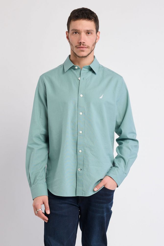 חולצה מכופתרת עם שרוולים ארוכים ולוגו Nautica רקום