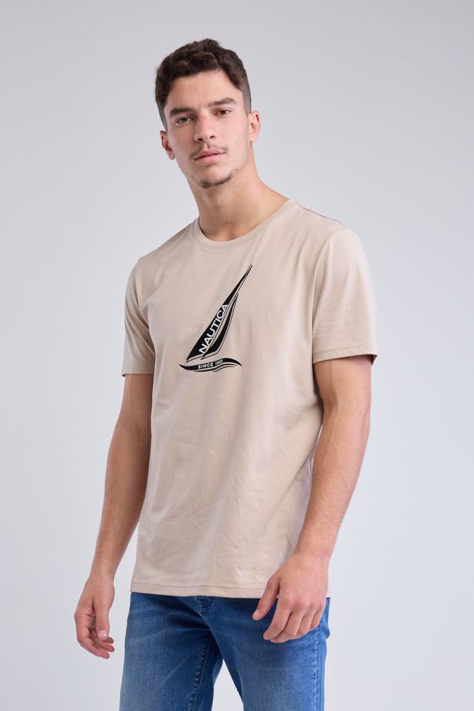 טי שירט קצרה עם הדפס מפרשית Nautica לגברים