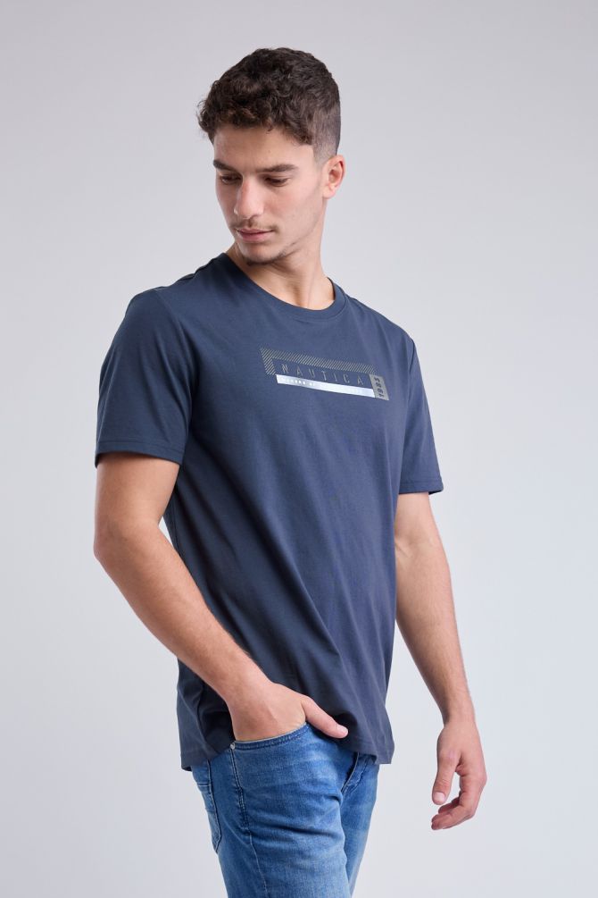 טי שירט קצרה עם הדפס Nautica לגברים