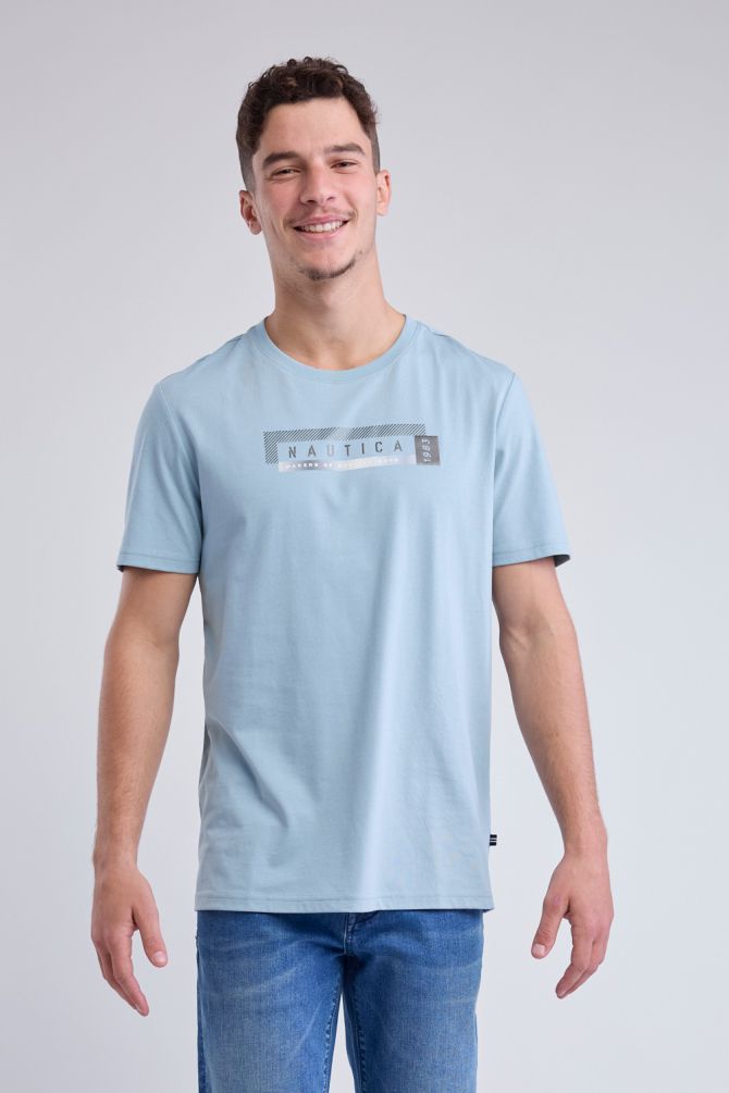 טי שירט קצרה עם הדפס Nautica לגברים