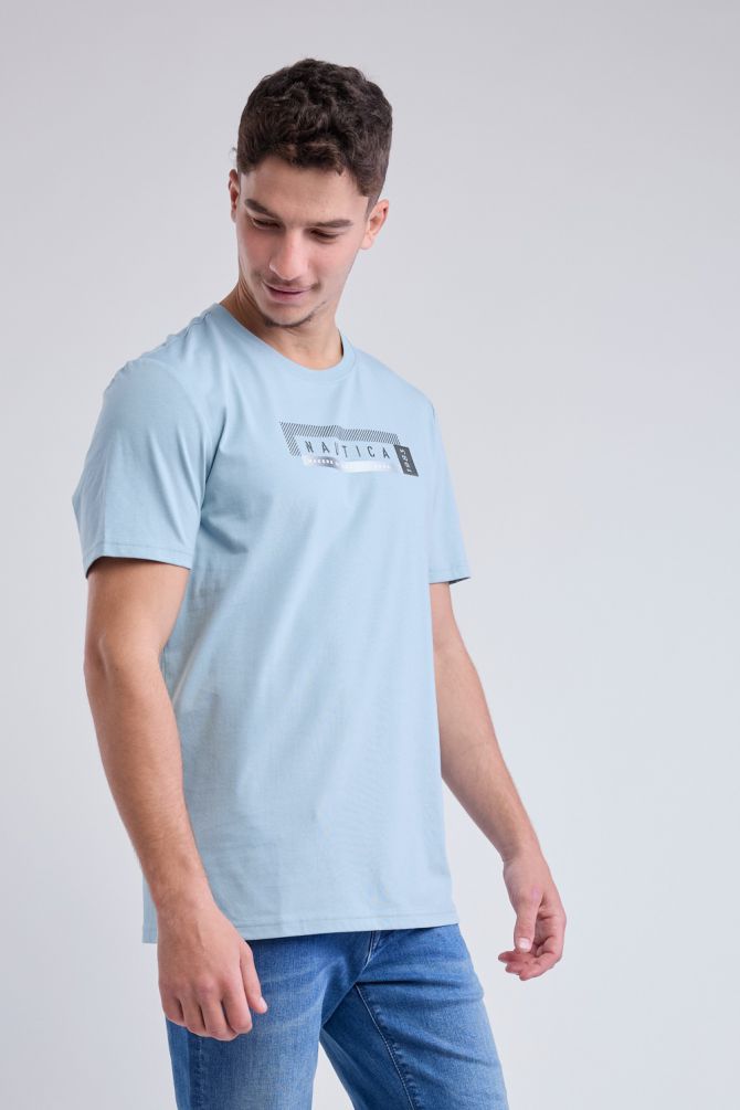טי שירט קצרה עם הדפס Nautica לגברים