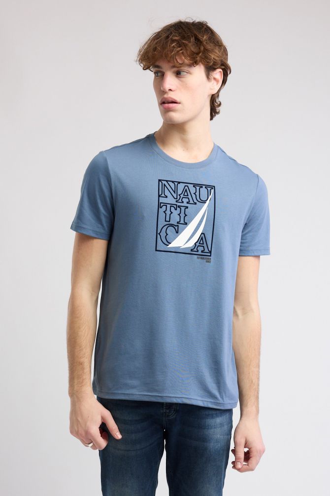 טי שירט קצרה עם הדפס Nautica לגברים