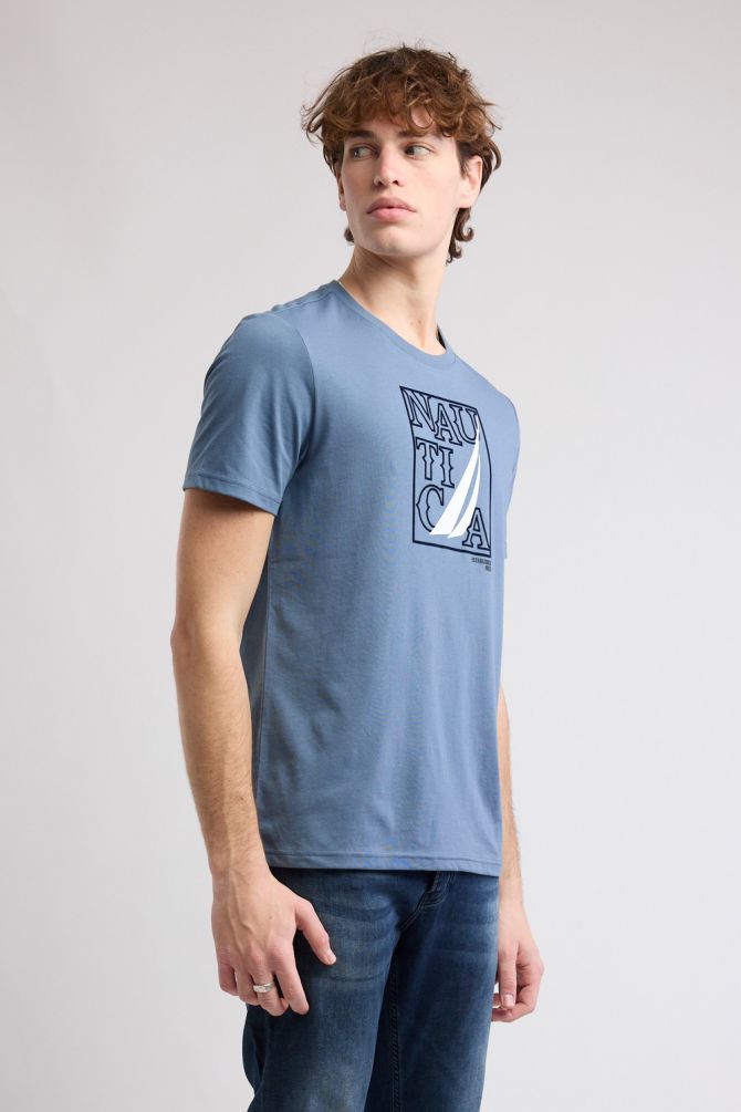 טי שירט קצרה עם הדפס Nautica לגברים