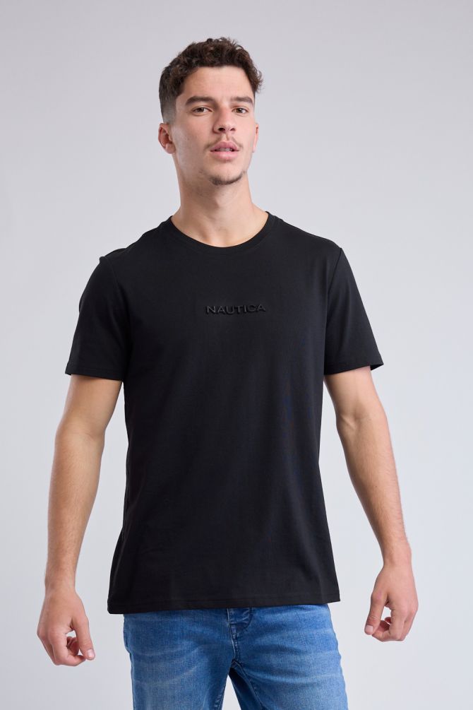 טי שירט קצרה עם לוגו Nautica תלת ממדי לגברים