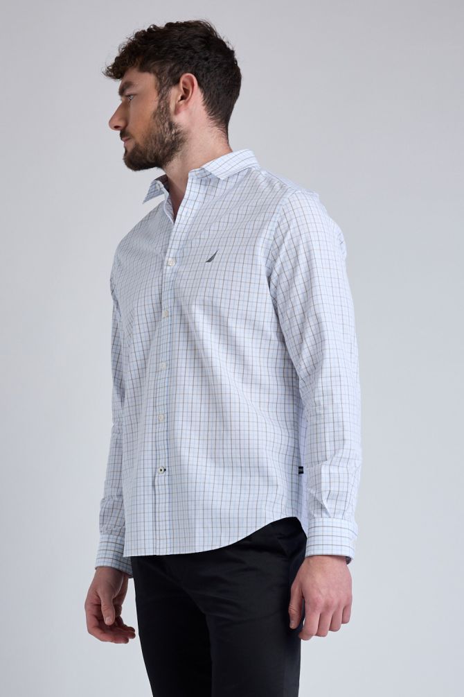 חולצת משבצות מכופתרת עם שרוולים ארוכים Nautica לגברים