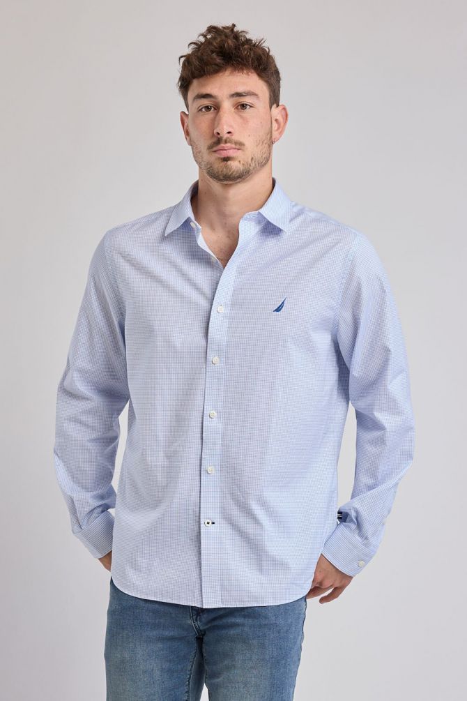 חולצת משבצות מכופתרת עם שרוולים ארוכים Nautica לגברים