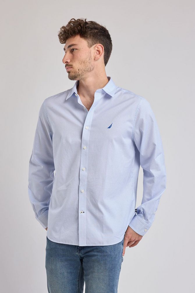 חולצת משבצות מכופתרת עם שרוולים ארוכים Nautica לגברים