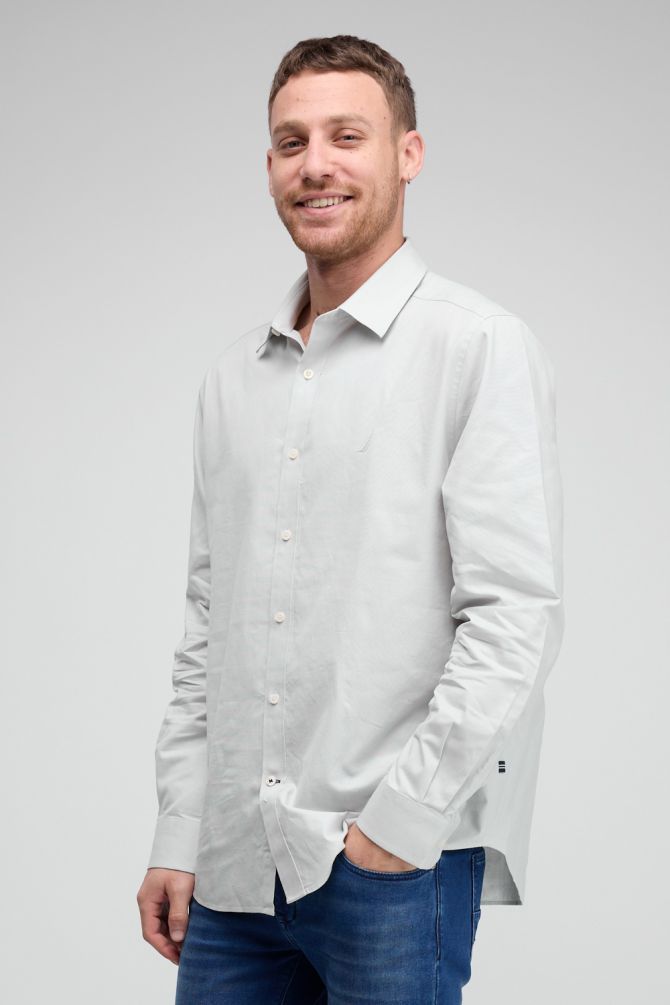 חולצה מכופתרת עם שרוולים ארוכים ולוגו Nautica רקום