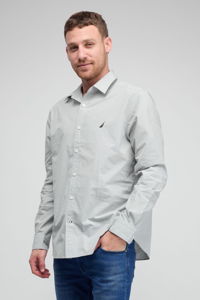 חולצה מכופתרת עם שרוולים ארוכים ולוגו Nautica רקום