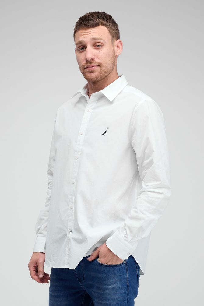 חולצה מכופתרת עם שרוולים ארוכים ולוגו Nautica רקום