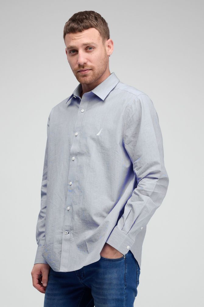 חולצה מכופתרת עם שרוולים ארוכים ולוגו Nautica רקום