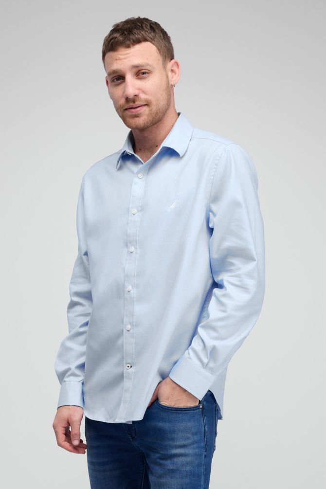 חולצה מכופתרת עם שרוולים ארוכים ולוגו Nautica רקום