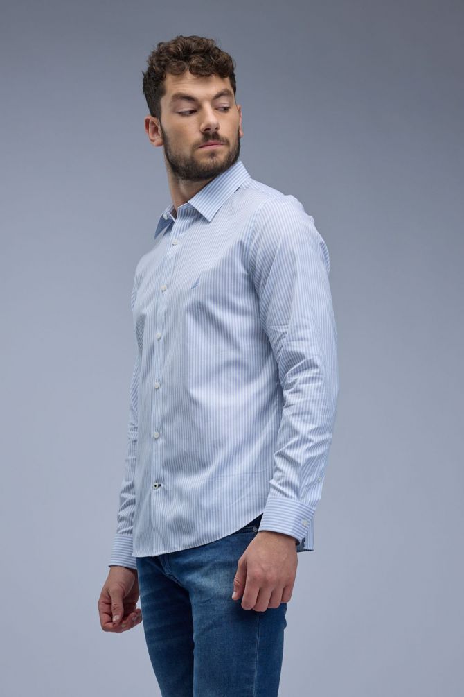 חולצת פסים מכופתרת עם שרוולים ארוכים Nautica לגברים