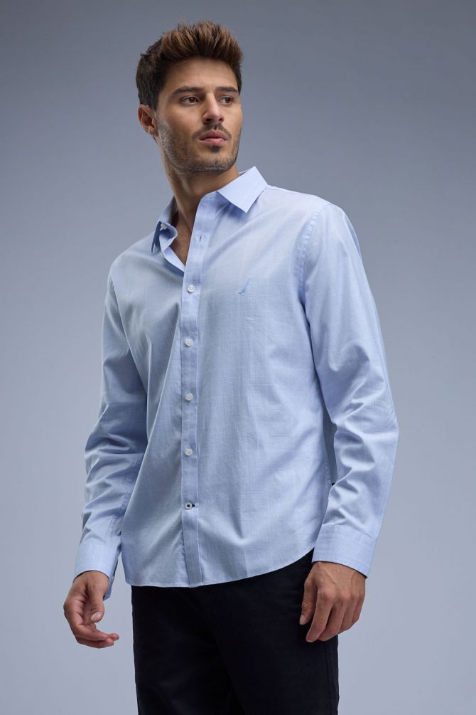 חולצת משבצות מכופתרת עם שרוולים ארוכים Nautica לגברים