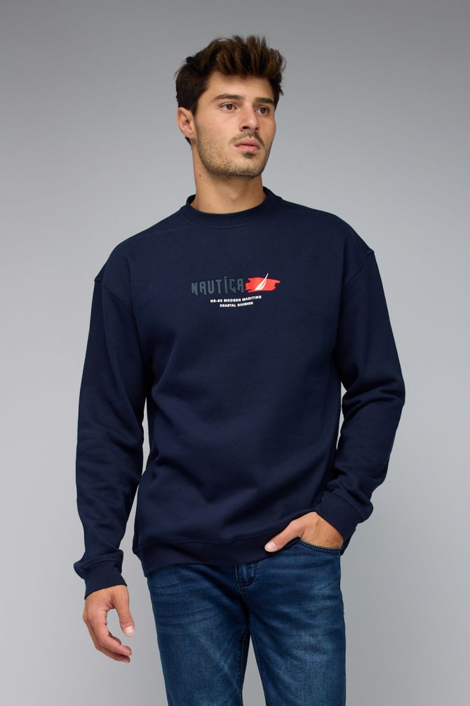 סווטשירט Nautica לגברים עם הדפס דו צדדי