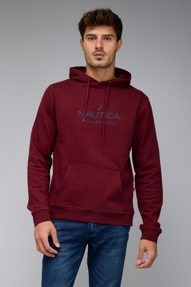 סווטשירט Nautica לגברים עם לוגו וקפוצ’ון