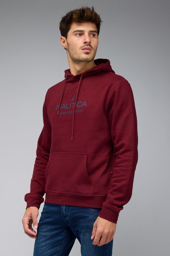 סווטשירט Nautica לגברים עם לוגו וקפוצ’ון