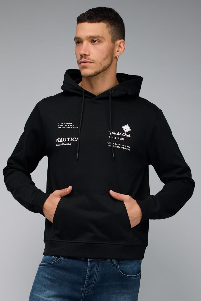 סווטשירט Nautica עם הדפס וקפוצ’ון לגברים
