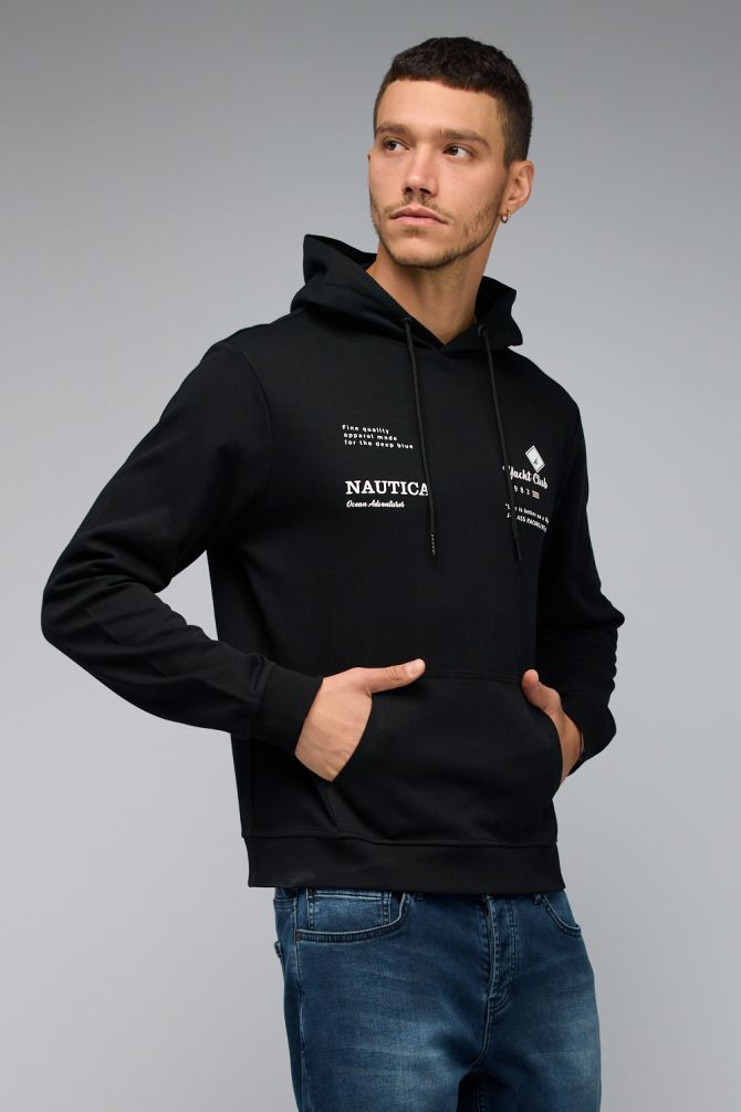 סווטשירט Nautica עם הדפס וקפוצ’ון לגברים